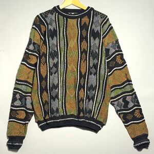 Alan Stuart 3D knit Vintage Sweater Mens Size Medium Textures Chunky 90s Biggie